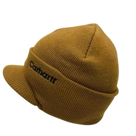 Men’s Carhartt Knit Beanie With Visor NWT Wheat/Tan - Picture 5 of 7